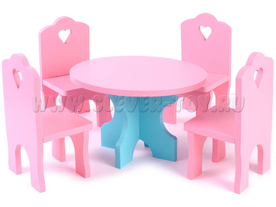 Мебель кукольная "Столик + 4 стульчика" Мебель кукольная "Столик + 4 стульчика"