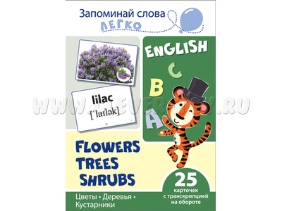 Запоминай слова легко. Цветы, деревья, кустарники. 25 карточек. Английский язык Запоминай слова легко. Цветы, деревья, кустарники. 25 карточек. Английский язык