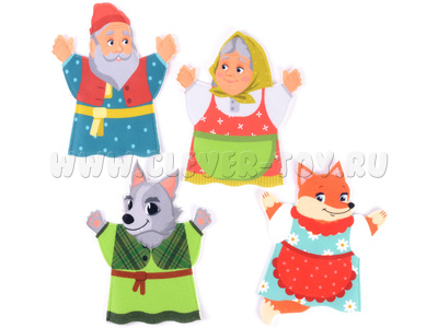 Театр на руку "Волк и лиса" фетр (4 детали) Театр на руку "Волк и лиса" фетр (4 детали)