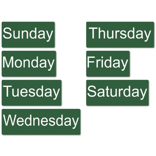 Набор магнитных карточек на английском языке "Дни недели" (фон зелёный)