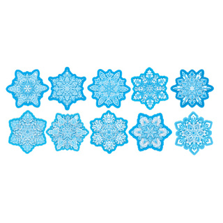 Комплект украшений на скотче. Новогодние снежинки (10 видов в комплекте)